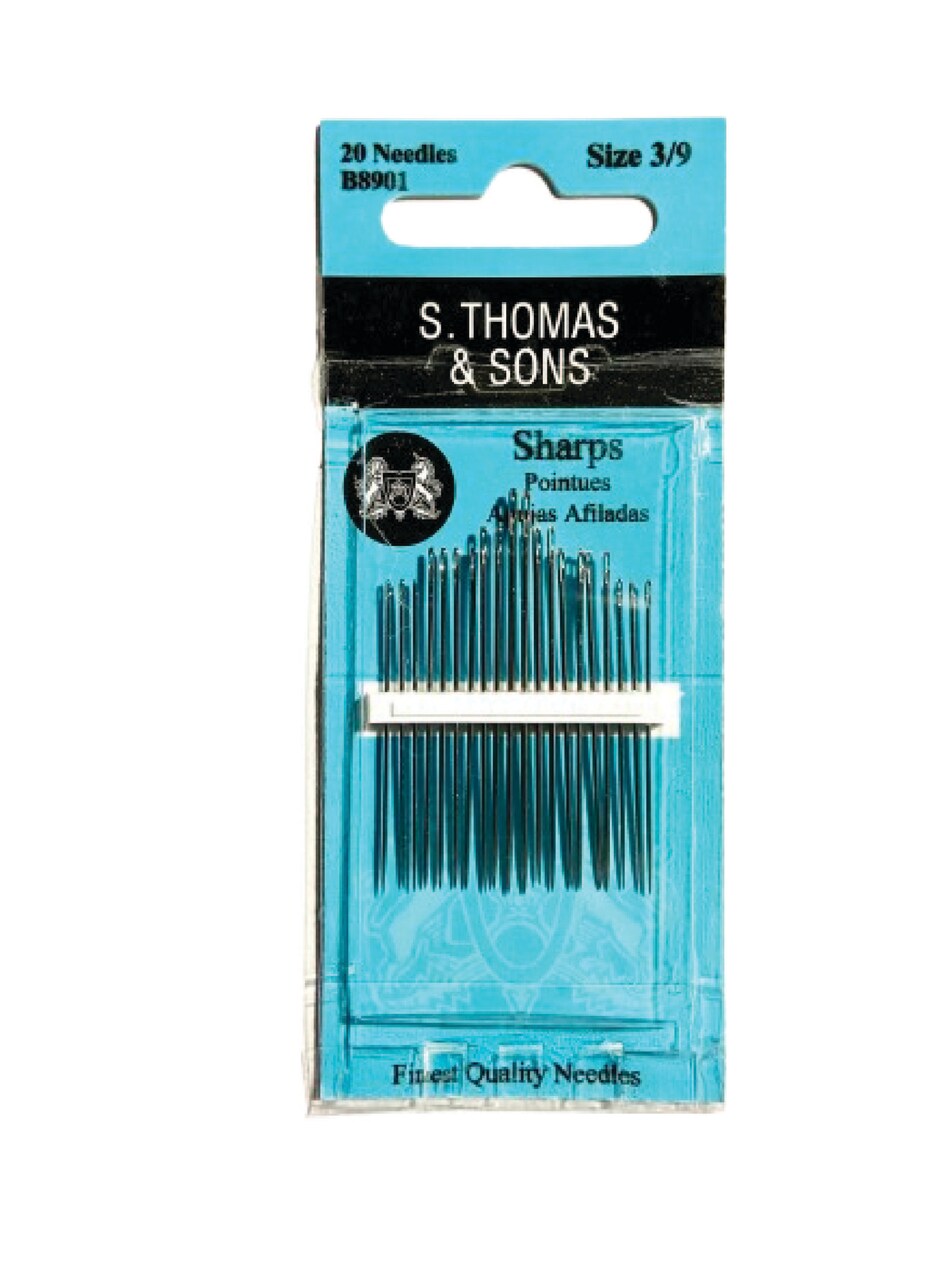 Hand Sewing Needles -- Sharps --- Assorted Sizes: 3-9 --- by S. Thomas & Sons®